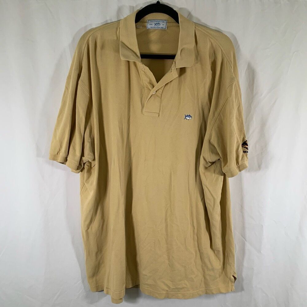Missouri Tigers Southern Tide Shirt Men's XXL Yellow Short Sleeve Ship Jack Polo